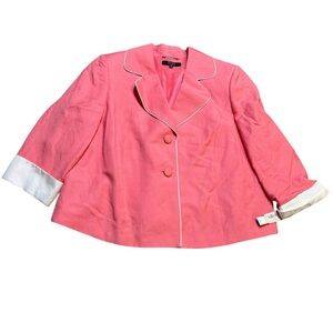 🌺 Alex Marie Pink Linen Blend Blazer‎ Jacket 2-Button Women’s 16W NWT 🌺